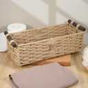 2 Pcs Toilet Paper Baskets for Organizing, Boho Decor Wicker Baskets Paper Rope Storage Handmade Foldable Large Storage Organizer Bins for Countertop Home Bedroom Livingroom Decor