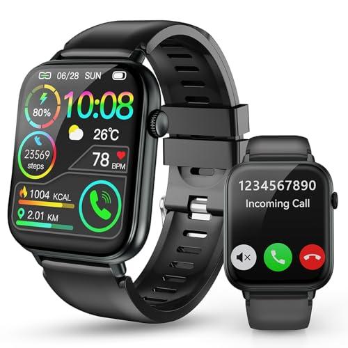 Smart Watch for Men Women, 1.85" HD Touchscreen Smartwatches with Message Call Function, 100+ Sports Modes IP68 Fitness Tracker, 24/7 Heart Rate/Sleep Monitor Fitness Watch for Android iOS Black(2025)