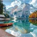 Braies Lake Jigsaw Puzzles 1000 Pieces Nature Landscape Puzzles for Adults 1000 Pieces with Letters on Back Hard Impossible Difficult Challenging Family Puzzle Mountain Lake Scenery Puzzles 