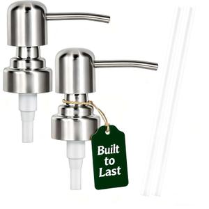 Soap Dispenser Pump Replacement, Kitchen and Bathroom Soap Pump Replacement, Reusable 304 Stainless Steel Hand Soap Pump, Shampoo and hand soap pump, Standard Diameter 28/400 Neck Size (2 PCS)