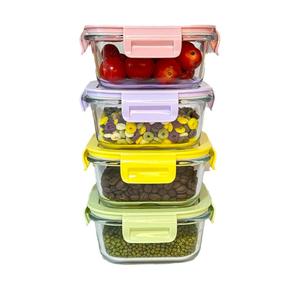 8 Pcs Square Glass Food Storage Container with Lids, 16OZ Square Glass Meal Prep Containers Set, 2 Cup glass Food Storage for Lunch Salad, Microwave, Oven, Freezer, Dishwasher Safe (4 Pack)