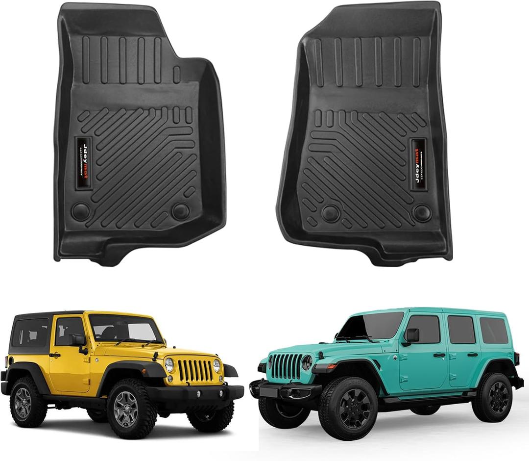 for 2018-2025 Jeep Wrangler JL 4 Door 2 Door 4XE /for 2020-2025 2026 Jeep Gladiator Front Floor Mats All Weather TPE Rubber Protection Accessories (for Jeep Wrangler JL Front Floor Mats)