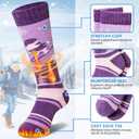 SeeyAN Kids Ski Socks Merino Wool Thermal Winter Socks Boys Girls Warm SnowBoarding Thick Skiing Socks 3 Pairs (Purple/Grey/Blue, 4-7 Years)