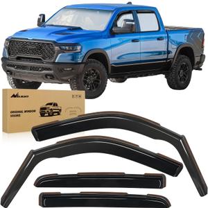 Nilight in Channel Rain Guards for Dodge RAM 1500 2019-2026 Crew Cab Side Window Vent Visors for Rainy Weather, Highway Driving, Sun Glare & Wind Noise Reduction-4pcs