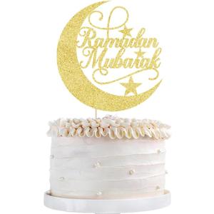 Ramadan Mubarak Cake Topper - Eid Mubarak Party Moon Srar Cake Dcor - Muslim Islam Eid Al Fitr & Eid Al Adha Festival Baby Shower Birthday Party Decorations
