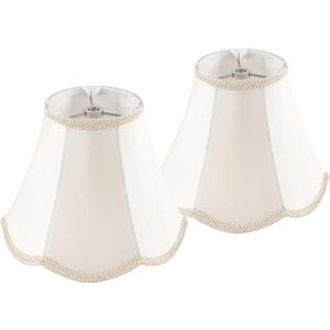 GOSO 4"8" 6.4" Spider Small Scalloped Lamp Shades Cream Modern, Replacement Lampshades for Table Lamps/Wall Lamp & Chandelier, Natural Faux Silk Shade for Bedroom/Dining Room (2 Pack)