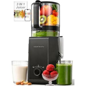 Juicer Machines, 6.5" Extra-Wide Feed Chute Cold Press Juicer for Whole Fruits, Easy to Clean 3-in-1 Juice, Sorbet & Nut Milk Maker, 300W Masticating Juicer for Home & Gifting