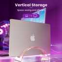 Acrylic Vertical Laptop Stand for Desk,Acrylic Invisible Desktop Notebook Dock,Vertical Laptop Holder Space-Saving Organizer for All MacBook, Surface, Samsung, HP, Dell-Pink