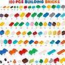 MIMAX Classic Big Bricks Building Blocks Set, 180 PCS Toy Building Sets for All Major Brands, Interactive Building Toy with Storage Box, for Kids, Boys and Girls