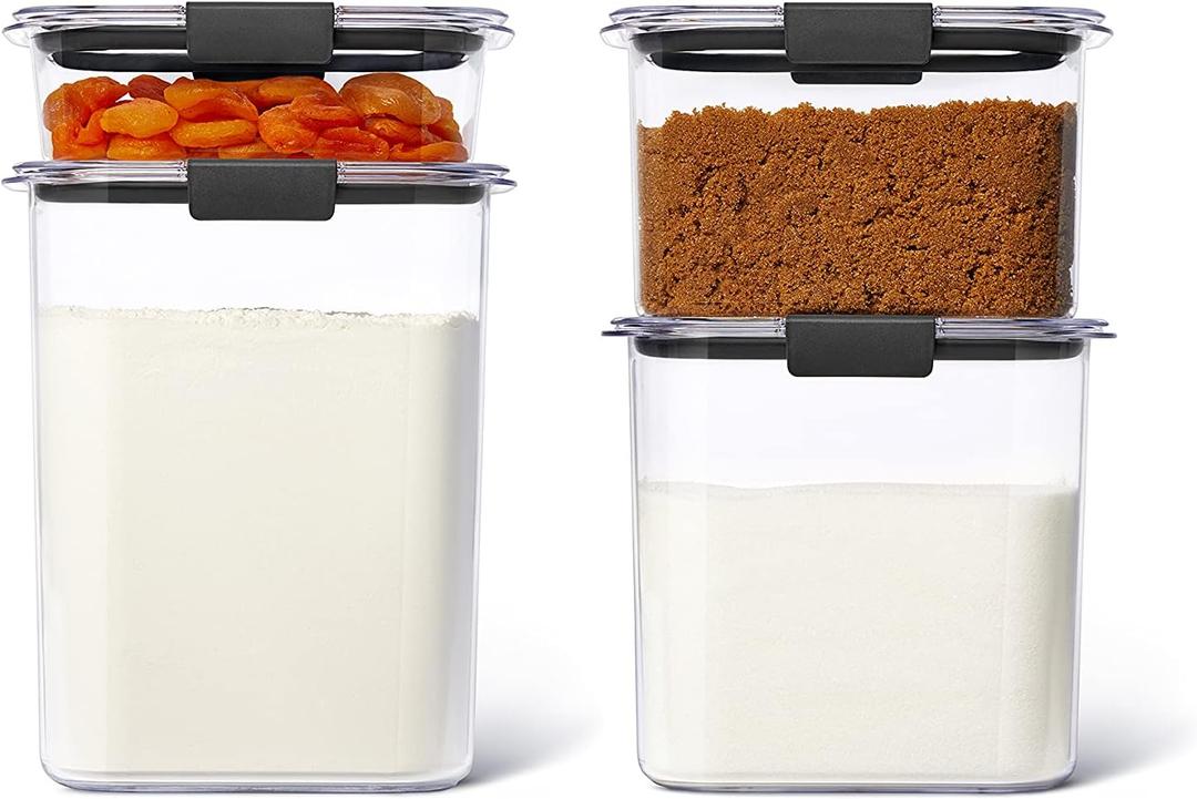 Rubbermaid Brilliance Pantry Food Storage Containers, Set of 4 (8 Pieces), BPA-Free, Clear, Airtight, Set of 4 Small