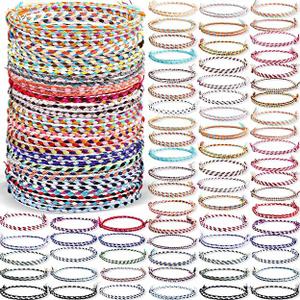 Equsion Friendship Braided Bracelets Bulk Set, Colorful Woven String Bracelets for Party Favors, Graduations, Birthday Gifts, Adjustable Handmade Wrist Bands