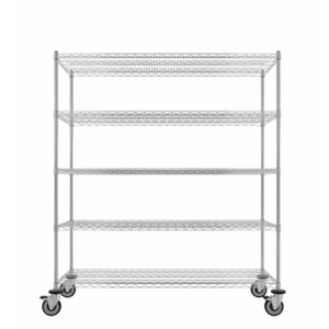 LohiQuip Wire Shelving Cart, 5-Shelf, Size H 67.5" x W 24" x L 60"