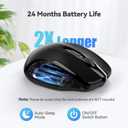 TECKNET Wireless Mouse, 2.4G Ergonomic Optical Mouse, Computer Mouse for Laptop, PC, Computer, Chromebook, Notebook, 6 Buttons, 24 Months Battery Life, 2600 DPI, 5 Adjustment Levels - Black