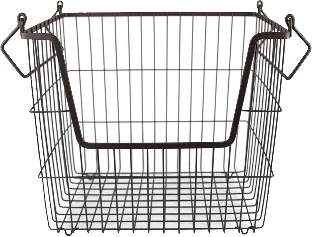 DII Metal Wire Mesh Stackable Utility Storage Bin, Large Rectangle, 13x10x11", Bronze x 4