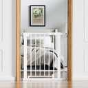 Babelio 26-31 in Baby Gate for Stairs, PressGuard Pet Gate with Wide Door | Pressure/Wall Mount, Dual Lock with Indicator, Auto Close, Heavy Duty, Easy Install for Doorways, Kitchens, Hallway, White