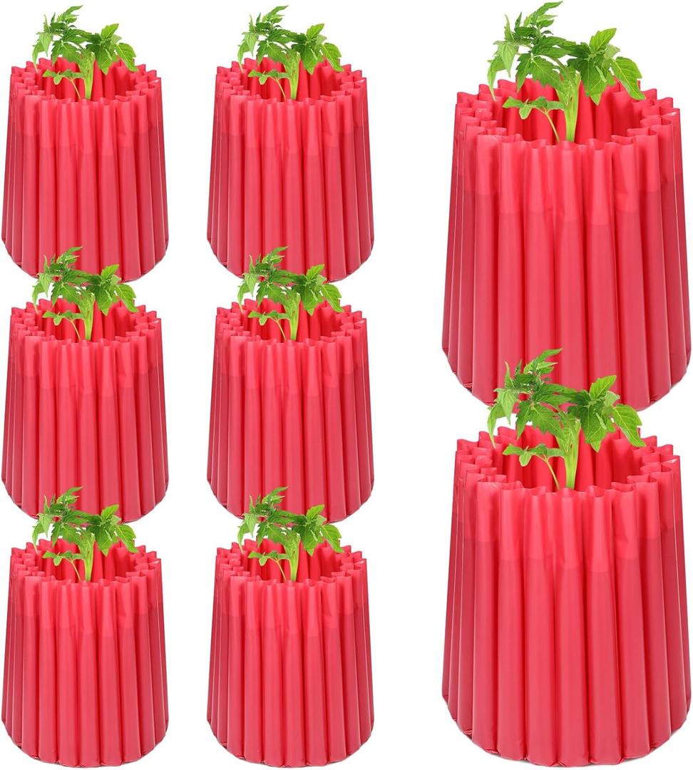 8 Pack 24in Wall of Water Gardener Insulating Plant Protective Cover Bulk Early Season Gardening Plant Protector for Cold Weather Anti-Frost Garden Ideal Planting (Red)