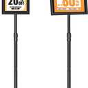 2 Pack Sign Holder Stand 8.5x11 inch, Height Adjustable Floor Standing Signage Stand with 360 Rotated Frame, Outdoor Indoor Poster Stand with Base for Business, advertising, Malls