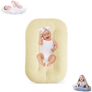 Baby Lounger for Infants Babies 0-12 Months, Bionic Organic Lounger, Soft Cotton Breathable Infant Floor Seats & Loungers for Newborn Baby Shower Gifts (Yellow)