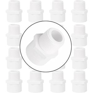 16Pack 1" PVC Male Adapter Pipe Fittings (Socket x Pipe Thread) 2-Way PVC Hose Adapter Coupling with 1 Inch Male Thread, Schedule 40, White
