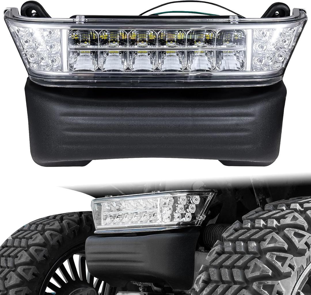 Upgrade Golf Cart Headlight Kit with Bumper for Club Car Precedent 2004-UP, Golf Cart Front LED Light Kit Replacement 12V for Club Car Precedent
