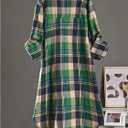 SOLY HUX Women's Long Sleeve Button Down Plaid Shirt (S)