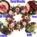 Spring & Summer Wreath, 24in Round, Red Silk & Grapevine, Door Mount, Seasonal Decorative