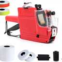2-Line 20 Digits MX6600 Price Label Gun w/ 3 Inkers 3800 Multicolored Stickers, Pricing Labeler Tag Maker Machine with String for Office Retail Shop Grocery Store Yard Sale(MX6600 red)