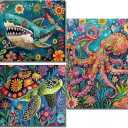 NEGEKFKX 3 Pack Sea Turtles Diamond Art Kits for Adults Beginners,Octopus Shark Diamond Painting Kits for Adults,5D Full Drill DIY Diamond Dot Gem Art Kit Wall Home Decor Arts Craft 12x16 inch