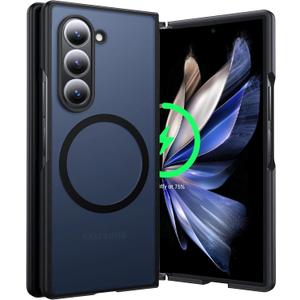[NO.1 Magnetic for Samsung Galaxy Z Fold 6 Case with MagSafe [Military Shockproof][Translucent Matte][Anti-Fingerprint] Soft Silicone Bumper for Samsung Galaxy Z Fold 6 Phone Case Slim,Black