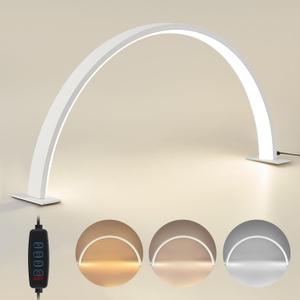 Nail Lamp for Desk, 20in Half Moon Lamp with 3 Color Modes & 10-Level Adjustable Brightness, Desk Lamp for Nail Tech, Lash Extensions, Facial Spa, Manicure(9.9" H x 19.7" W) (White)