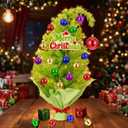 Realspring 2 ft Whimsical Tabletop Christmas Tree Small Bendable Artificial Lime Green Christmas Tree Decor with 21 Balls & Light & Hanging Ornaments Elf Xmas Holiday Decor for Home Office Fireplace