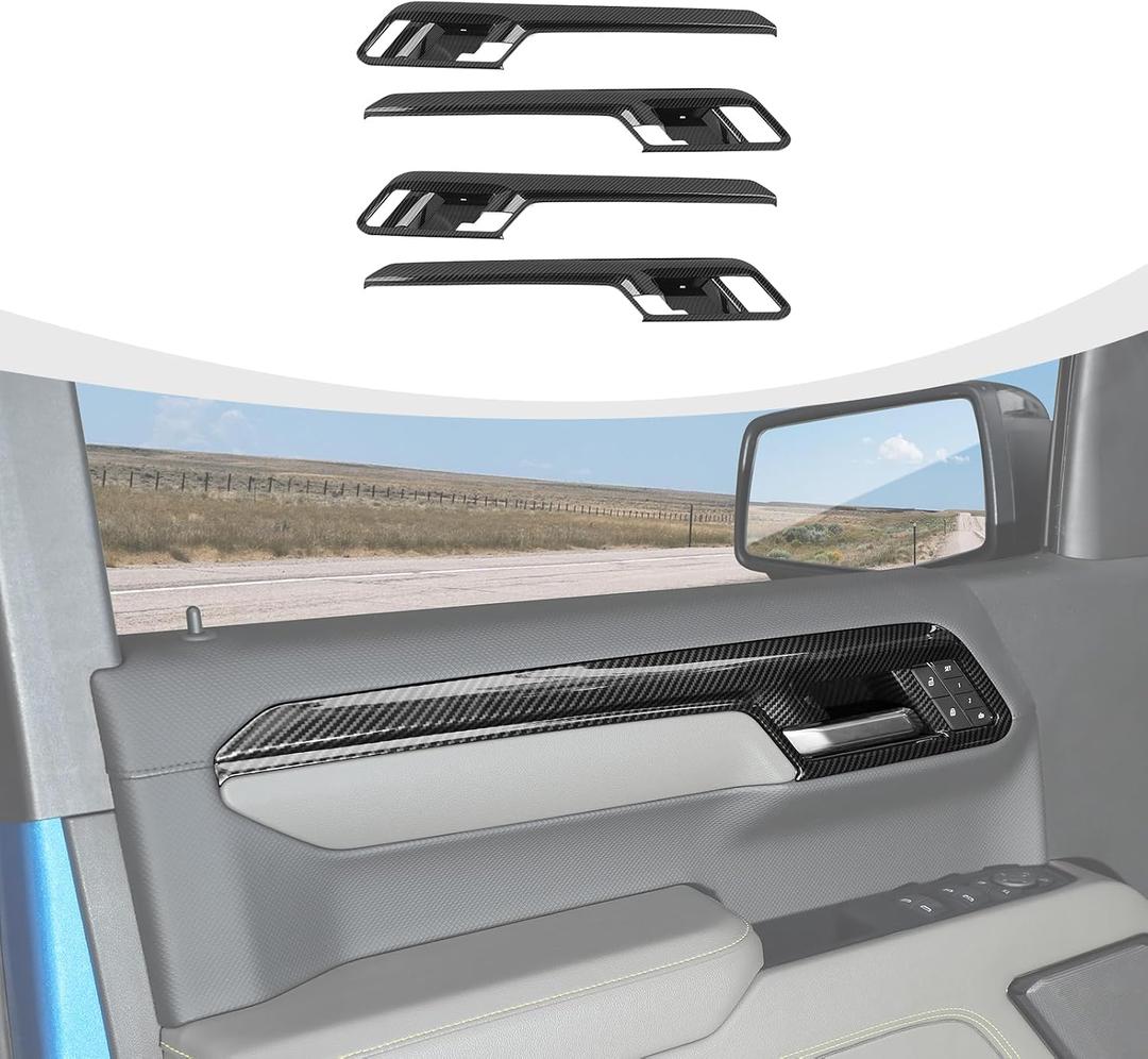RAZPOY Carbon Fiber Inner Door Handle Bowl Covers Trim Compatible with Chevy Silverado & GMC-Sierra 2022-2024 UP
