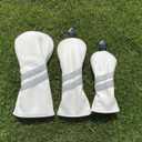 3pcs Golf Wood Head Covers Headcovers Set Includes Driver Headcover fits up to 460cc Drivers, Rotatable Golf Fairway Wood Headcover and Hybrid Head Cover