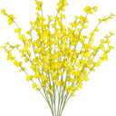 6 Pcs Artificial Forsythia Branches Fake Wildflowers Yellow 41" Silk Flowers with Long Stems Faux Spring Flowers for Tall Vase Indoor Home Decor Dining Table Centerpieces Party Wedding Outdoor
