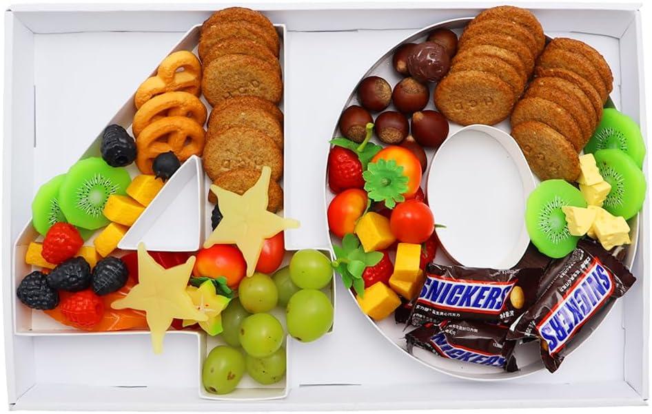 9IN Fillable Charcuterie Number Shaped Cardboard Decorative Box Birthday Anniversary Party Treat(Number 40)