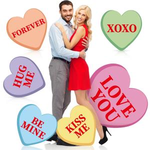 Chunful 6 Pcs Valentine's Day Conversation Heart Decorations for Home Large Love Theme Photo Props Backdrop 32 Inch Heart Porch Standing Love Decor Romantic Sign for Home Garden Patio Decoration