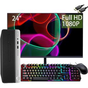 HP ProDesk 400 G5 SFF Desktop Computer with 24" FHD Monitor PC, Intel 8th Gen Pentium Processor 3.70 GHz, 16GB RAM, 512GB SSD, Mouse & Keyboard, DP, Windows 10 Pro 