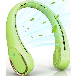 FrSara Bladeless Portable Neck Fan, 5200mAh, 3-Speed, 360 Surround Wind, Ultra-Quiet, USB Rechargeable, Wearable Portable Fan, Avocado Green