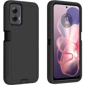 for Motorola Moto G Power 5G 2024 Case, Heavy Duty Bumper Case Shockproof Dustproof 3 in 1 Rugged Protective Phone Cover for Moto G Power 5G 2024 (Black)