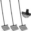 Lasnten 3 Sets Manure Fork with Long Metal Handle Pitch Fork Manure Rake Heavy Duty Muck Rake for Gardening Horse Stable Grass Hay Cleaning Farm Work (Black,Normal Grip)