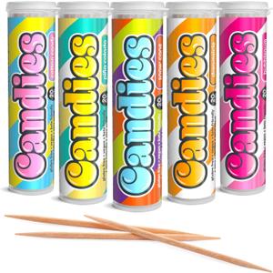 Xero Picks Candies - Infused Flavored Toothpicks (Candies Variety, 5 Pack - 100 Picks) Bubblegum, Pina Colada, Orange Creamsicle, Cotton Candy, Snow Cone and Candy Cane
