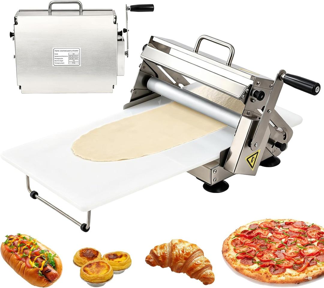 Folding Dough Sheeter Machine,12" Manual Stainless Steel Dough Roller