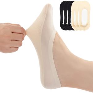 Womens No Show Thin Socks Cotton Nylon Low Cut Liner Non Slip hidden Invisible Socks for Flats Sneaker 4-6 pack
