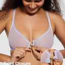 Deyllo Women's Front Closure Plunge Underwire Bra Mesh Unlined Racerback Bra for Everyday Wear (Purple)