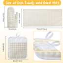 Patelai 7 Pcs Buffalo Check Dish Towels Pot Holders Oven Mitts Set Cotton Plaid Kitchen Dish Towels Non-Slip Heat Resistant Oven Mitts and Pot Holders for Cooking Baking (Light Yellow with White)