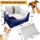 Small Dogs Car Seat,Fully Detachable and Washable Ultra Soft Car Travel Bed, with Clip-on,Two Portable Handle and Storage Pockets Puppy Dog Booster Seats,Portable DogCar Travel Carrier Bed