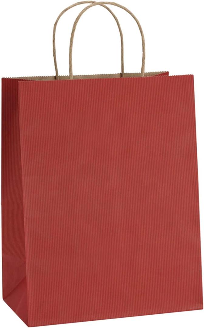 BagDream Gift Bags 8x4.25x10.5 Inches 25Pcs Red Kraft Paper Gift Bags with Handles Bulk, for Retail, Merchandise, Shopping, Recycled Paper Sacks