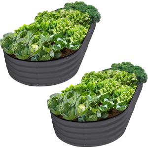 Plant & Plot Galvanized Raised Garden Beds Outdoor // 8×4×1 ft (2-Pack) Planter Raised Beds for Gardening, Vegetables, Flowers // Large Metal Garden Box // Patented Tool-Free Design (Gray)