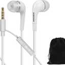 SAMSUNG Headphones 3.5mm Stereo Earphones with Remote and Mic - Original OEM - Non-Retail Packaging with Pouch - White