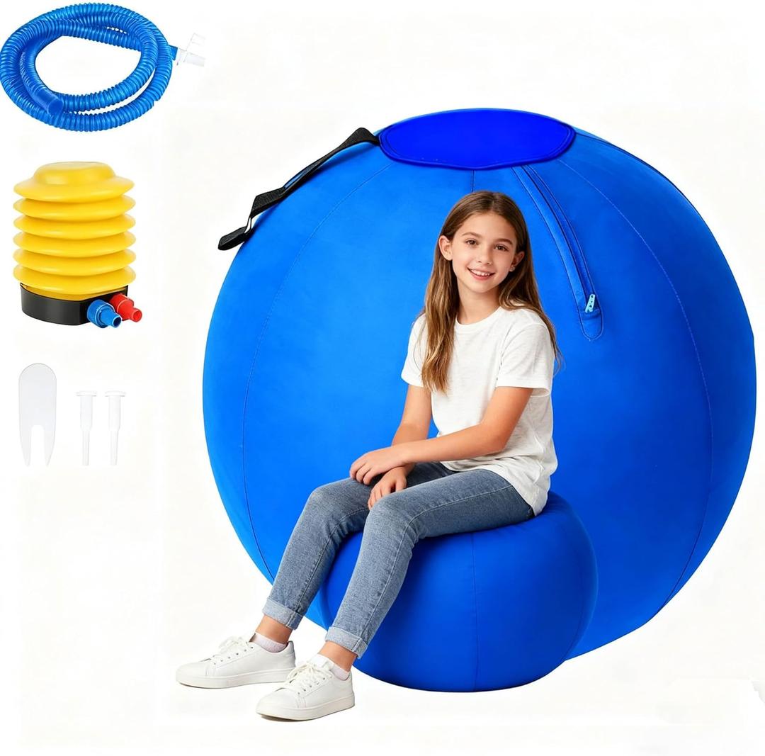 30 Inch Ergonomic Sitting Ball for Active Posture Support - Comfortable Seating for Home Office, Desk & Floor, Promotes Movement & Core Engagement Blue (1 Pack)